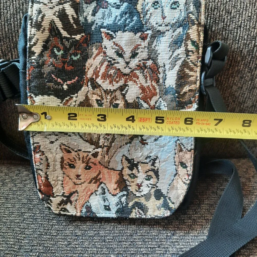 Small Cat Tapestry Purse 6"x9" Crossbody Shoulder Bag - Picture 3 of 6